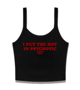 1 black Cami Crop Top red I PUT THE HOT IN PSYCHOTIC #color_black
