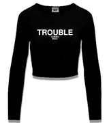 1 black Cropped Longsleeve white TROUBLE #color_black