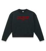 1 black Cropped Sweatshirt red I PUT THE HOT IN PSYCHOTIC #color_black