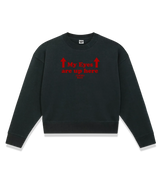 1 black Cropped Sweatshirt red my eyes are up here #color_black