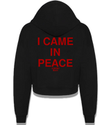 1 black Cropped Zip Hoodie red I CAME IN PEACE #color_black