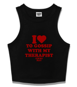 1 black Tank Crop Top red I love TO GOSSIP WITH MY THERAPIST #color_black