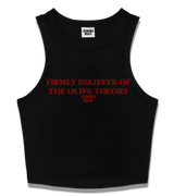 1 black Tank Crop Top red firmly believer of the olive theory #color_black