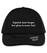 1 black Trucker Hat white Lipstick lasts longer but gloss is more fun #color_black