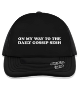 1 black Trucker Hat white ON MY WAY TO THE DAILY GOSSIP SESH #color_black