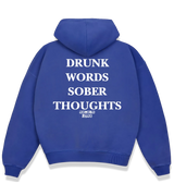 1 blue Boxy Hoodie white DRUNK WORDS SOBER THOUGHTS #color_blue