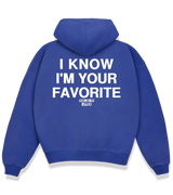 1 blue Boxy Hoodie white I KNOW I'M YOUR FAVORITE #color_blue