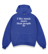 1 blue Boxy Hoodie white I like music more than people #color_blue