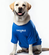 1 blue Pet T-Shirt white TROUBLE #color_blue