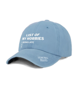 1 blue Vintage Cap white LIST OF MY HOBBIES being late #color_blue