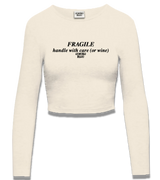 1 cream Cropped Longsleeve black FRAGILE handle with care (or wine) #color_cream