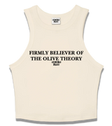 1 cream Tank Crop Top black firmly believer of the olive theory #color_cream