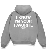 1 grey Boxy Hoodie white I KNOW I'M YOUR FAVORITE #color_grey