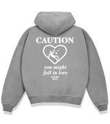 1 grey Boxy Hoodie white caution you might fall in love #color_grey