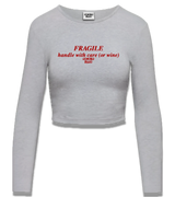 1 grey Cropped Longsleeve red FRAGILE handle with care (or wine) #color_grey