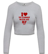 1 grey Cropped Longsleeve red I love TO GOSSIP WITH MY BF #color_grey