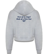 1 grey Cropped Zip Hoodie navyblue Face of an Angel Body of a Porn Star #color_grey