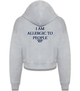 1 grey Cropped Zip Hoodie navyblue I AM ALLERGIC TO PEOPLE #color_grey