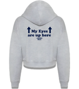 1 grey Cropped Zip Hoodie navyblue my eyes are up here #color_grey