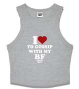 1 grey Tank Crop Top white I love TO GOSSIP WITH MY BF #color_grey