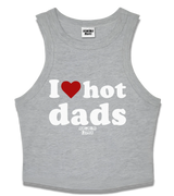 1 grey Tank Crop Top white I love hot dads #color_grey