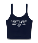 1 navy Cami Crop Top white CAUSE IT'S ICONIC AND I LOVE TO DO ICONIC SHIT #color_navy