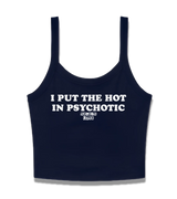 1 navy Cami Crop Top white I PUT THE HOT IN PSYCHOTIC #color_navy
