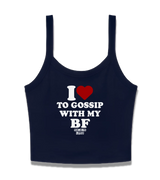 1 navy Cami Crop Top white I love TO GOSSIP WITH MY BF #color_navy