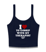 1 navy Cami Crop Top white I love TO GOSSIP WITH MY THERAPIST #color_navy