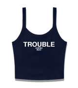 1 navy Cami Crop Top white TROUBLE #color_navy