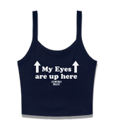 1 navy Cami Crop Top white my eyes are up here #color_navy