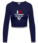 1 navy Cropped Longsleeve white I love TO GOSSIP WITH MY BF #color_navy