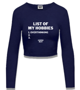 1 navy Cropped Longsleeve white LIST OF MY HOBBIES overthinking #color_navy