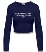 1 navy Cropped Longsleeve white firmly believer of the olive theory #color_navy