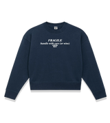1 navy Cropped Sweatshirt white FRAGILE handle with care (or wine) #color_navy