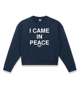1 navy Cropped Sweatshirt white I CAME IN PEACE #color_navy