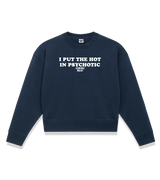 1 navy Cropped Sweatshirt white I PUT THE HOT IN PSYCHOTIC #color_navy