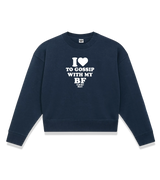 1 navy Cropped Sweatshirt white I love TO GOSSIP WITH MY BF #color_navy
