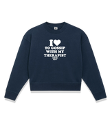 1 navy Cropped Sweatshirt white I love TO GOSSIP WITH MY THERAPIST #color_navy
