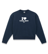 1 navy Cropped Sweatshirt white I love UGLY MEN #color_navy