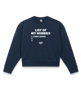1 navy Cropped Sweatshirt white LIST OF MY HOBBIES complaining #color_navy
