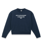 1 navy Cropped Sweatshirt white SITUATIONSHIP SURVIVOR #color_navy