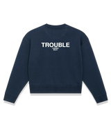 1 navy Cropped Sweatshirt white TROUBLE #color_navy