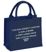 1 navy Mini Jute Bag white THIS BAG DOESN'T CONTAIN A GUN A BOMB A VERY LARGE KNIFE AND LOADS OF DRUGS #color_navy