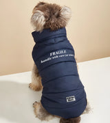 1 navy Pet Puffer Jacket white FRAGILE handle with care (or wine) #color_navy