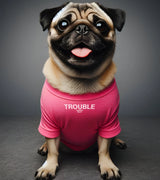 1 pink Pet T-Shirt white TROUBLE #color_pink