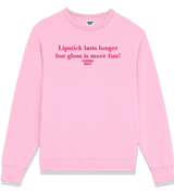 1 pink Sweatshirt fuchsia Lipstick lasts longer but gloss is more fun #color_pink