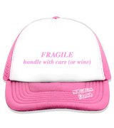 1 pink Trucker Hat pink FRAGILE handle with care (or wine) #color_pink