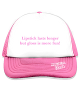 1 pink Trucker Hat pink Lipstick lasts longer but gloss is more fun #color_pink