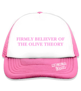 1 pink Trucker Hat pink firmly believer of the olive theory #color_pink